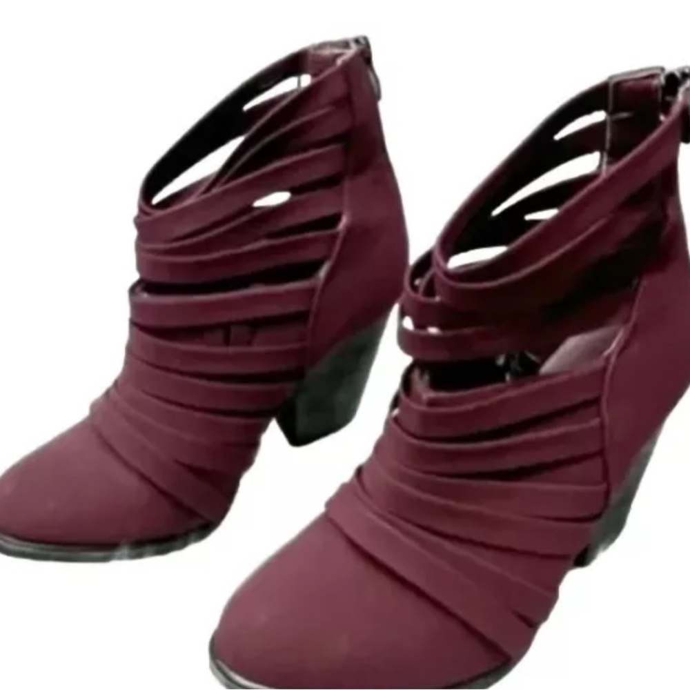 ETC Womens Red Strappy Heel Ankle Boot Booties Size L8/9